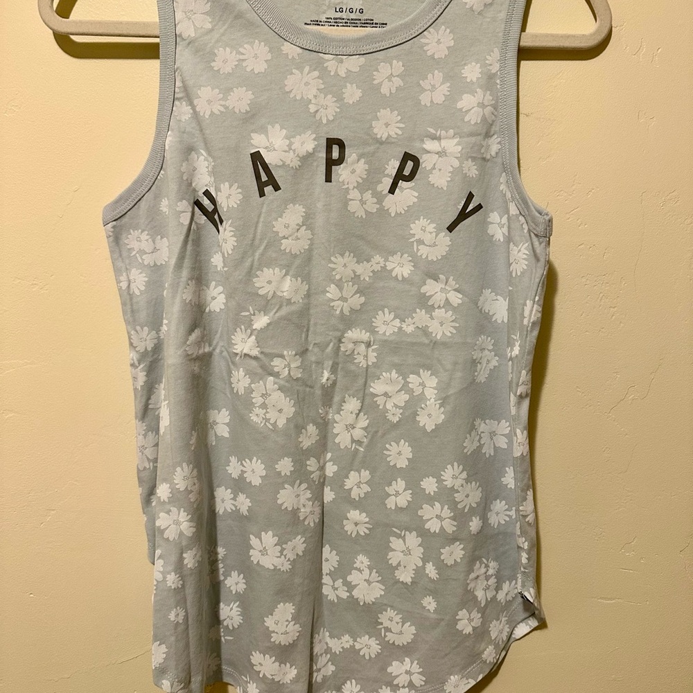Light Blue Floral Tank Top